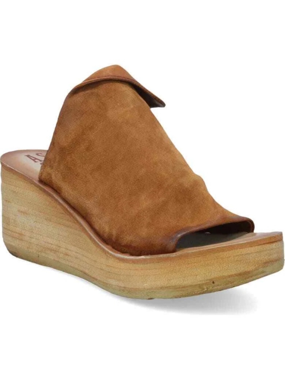 A.S.98 Tan Suede Open-Toe Wedge Slide